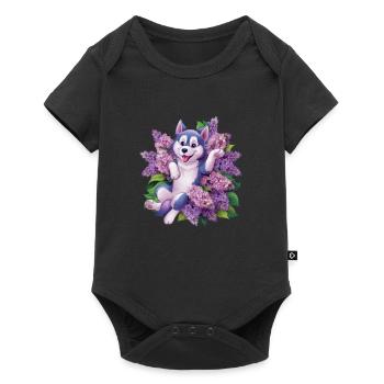 Cute husky with lilac for dog lovers - Baby Premium short-sleeve bodysuit - black - Front