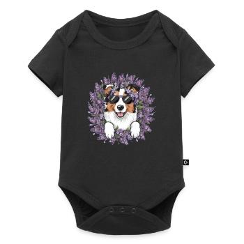 Australian Shepherd Motif with Lilac - Baby Premium short-sleeve bodysuit - black - Front