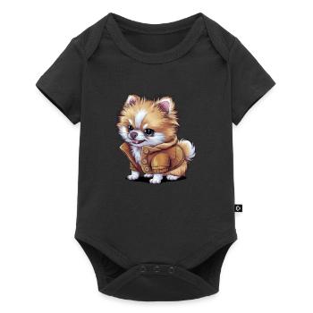 Pomeranian Spitz in cartoon look for dog owners - Baby Premium short-sleeve bodysuit - black - Front