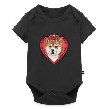 Joli dessin animé Akita Inu chien avec couronne et coeur - Body à manches courtes Premium Bébé - noir - Devant