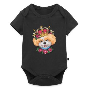 Chien Basenji avec des roses, Lillien pour les amoureux des chiens - Body à manches courtes Premium Bébé - noir - Devant