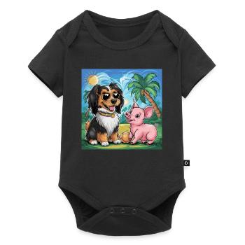 Havanese dog playing with piggy for kids - Baby Premium short-sleeve bodysuit - black - Front