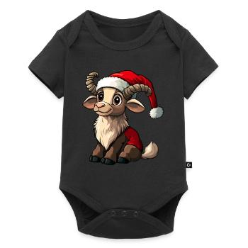Steinböcke Weihnachten / Weihnachtsmann Steinbock - Baby Premium Kurzarmbody - Schwarz - Vorne