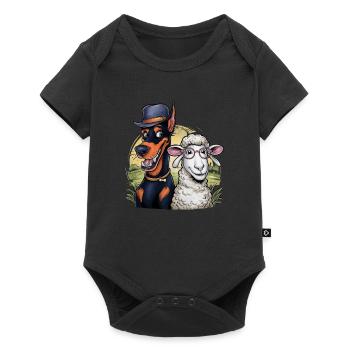 Doberman cool avec mouton - Body à manches courtes Premium Bébé - noir - Devant