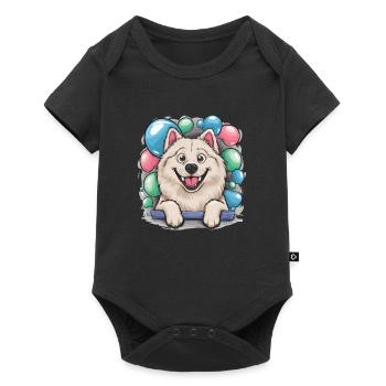 Chien Samoyède avec des bulles de savon - Body à manches courtes Premium Bébé - noir - Devant