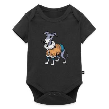 Lévrier drôle dans la conception de dessin animé - Body à manches courtes Premium Bébé - noir - Devant