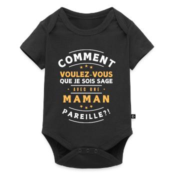 Comment être sage avec Maman. Cadeau humour enfant - Body à manches courtes Premium Bébé - noir - Devant