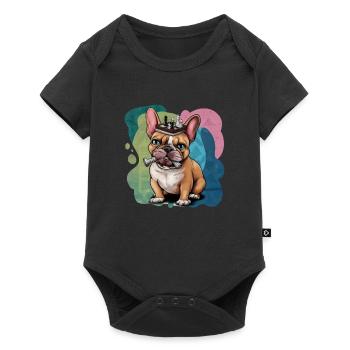 Bouledogue français jouant aux échecs - Body à manches courtes Premium Bébé - noir - Devant