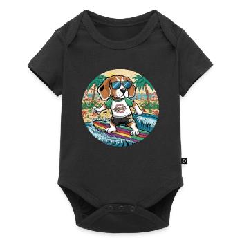 Cool beagle loves surfing - Baby Premium short-sleeve bodysuit - black - Front