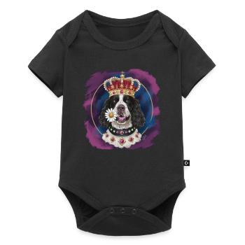 Cocker Spaniel avec fleurs et couronne - Body à manches courtes Premium Bébé - noir - Devant