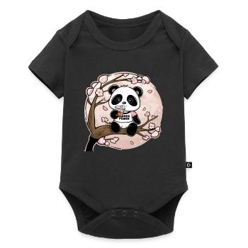 Kawaii Panda with Bubble Tea - Baby Premium short-sleeve bodysuit - black - Front