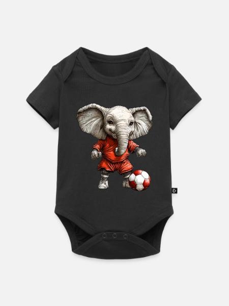 Fussball Elefant - Baby Premium Kurzarmbody - Schwarz