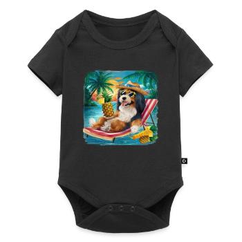 Havanese dog on the beach ideal for summer - Baby Premium short-sleeve bodysuit - black - Front