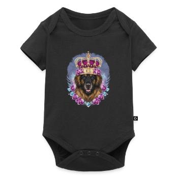 Chien Leonberger mignon avec couronne et orchidées - Body à manches courtes Premium Bébé - noir - Devant