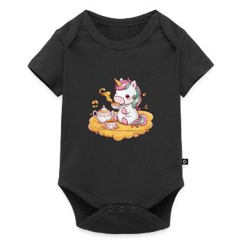 Kawaii Unicorn with Honey and Tea - Baby Premium short-sleeve bodysuit - black - Front