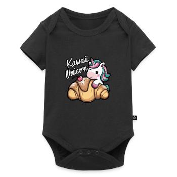 Licorne Kawaii avec croissant - Body à manches courtes Premium Bébé - noir - Devant