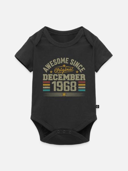 Décembre 1968 - Cadeau Anniversaire December 1968 - Premium kortærmet baby-body  - sort