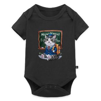 Un chat kawaii porte un uniforme scolaire traditionnel - Body à manches courtes Premium Bébé - noir - Devant