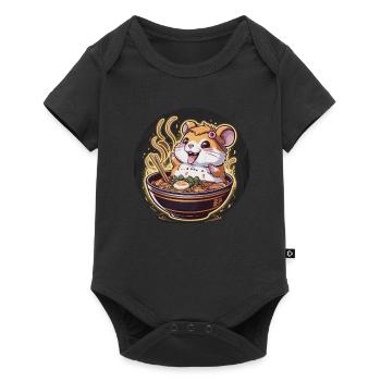 Hamster kawaii avec soupe de nouilles ramen - Body à manches courtes Premium Bébé - noir - Devant