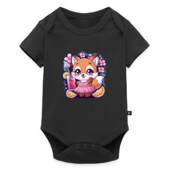 Renard à la limonade, citron, fleur de cerisier - Body à manches courtes Premium Bébé - noir - Devant