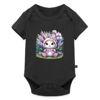 Kawaii Bunny with Orchids and Lilac - Baby Premium short-sleeve bodysuit - black - Front