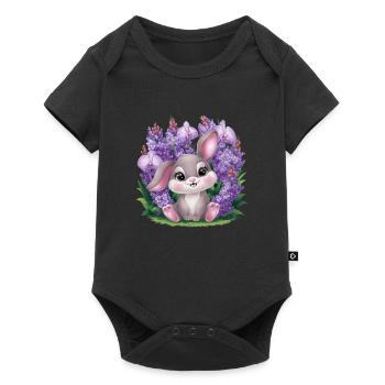 Kawaii Bunny with Orchids and Lilac - Baby Premium short-sleeve bodysuit - black - Front