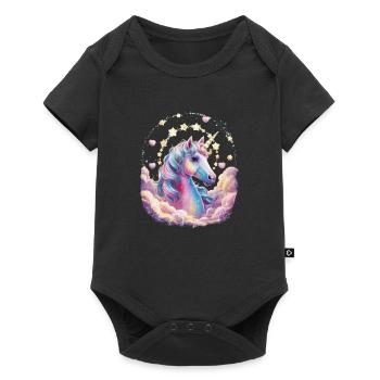 Licorne magique et imaginative avec des étoiles - Body à manches courtes Premium Bébé - noir - Devant