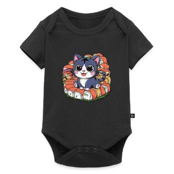Cute kawaii cat loves sushi - Baby Premium short-sleeve bodysuit - black - Front