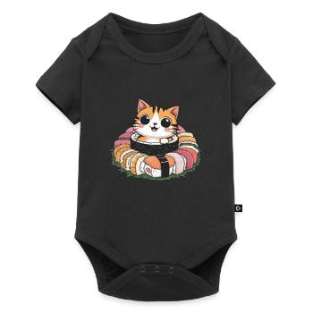 Cute kawaii cat loves sushi - Baby Premium short-sleeve bodysuit - black - Front