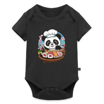 Cute Kawaii Panda with Great Sushi Variation - Baby Premium short-sleeve bodysuit - black - Front