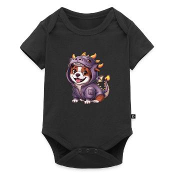 Cute Kawaii Dog with Dragon Outfit - Baby Premium short-sleeve bodysuit - black - Front