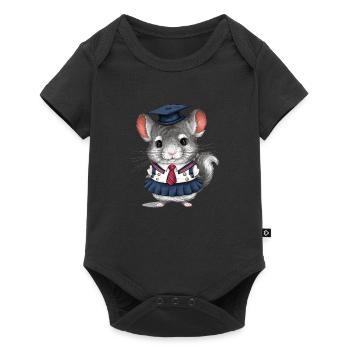 Dessin animé Kawaii Chinchilla avec uniforme scolaire - Body à manches courtes Premium Bébé - noir - Devant