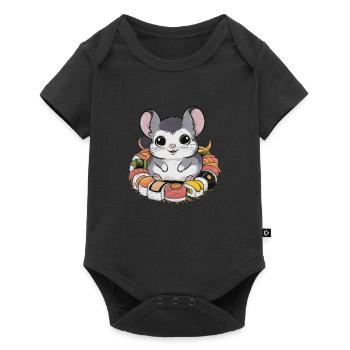 Kawaii chinchilla with Japanese sushi - Baby Premium short-sleeve bodysuit - black - Front