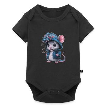 Cartoon Kawaii Mouse with Dragon Outfit - Baby Premium short-sleeve bodysuit - black - Front