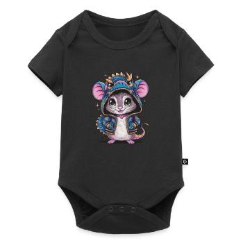 Cartoon Kawaii Mouse with Dragon Outfit - Baby Premium short-sleeve bodysuit - black - Front