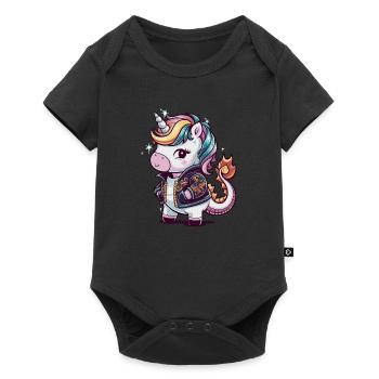 Licorne Kawaii avec tenue de dragon - Body à manches courtes Premium Bébé - noir - Devant