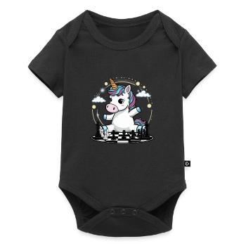 Kawaii unicorn playing chess with chess pieces - Baby Premium short-sleeve bodysuit - black - Front