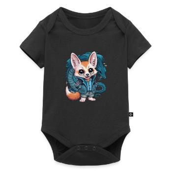 Renard du désert fennec kawaii avec dragon cool - Body à manches courtes Premium Bébé - noir - Devant