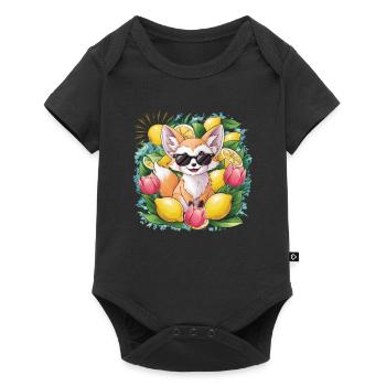 Renard du désert Fennec aux tulipes et citrons. - Body à manches courtes Premium Bébé - noir - Devant