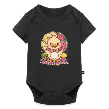 Kawaii duckling with lemon and watermelon - Baby Premium short-sleeve bodysuit - black - Front