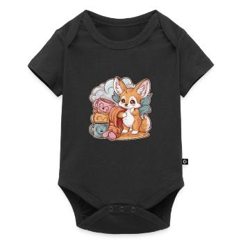 Kawaii Fennec Desert Fox with Cups and Blanket - Baby Premium short-sleeve bodysuit - black - Front