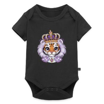 Kawaii tiger with magnificent crown - Baby Premium short-sleeve bodysuit - black - Front