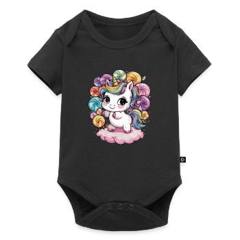 Kawaii Unicorn with Candy - Baby Premium short-sleeve bodysuit - black - Front
