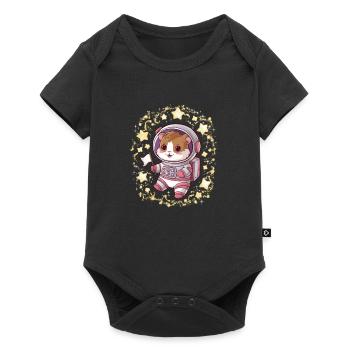 Kawaii hamster with stars and in astronaut suit - Baby Premium short-sleeve bodysuit - black - Front