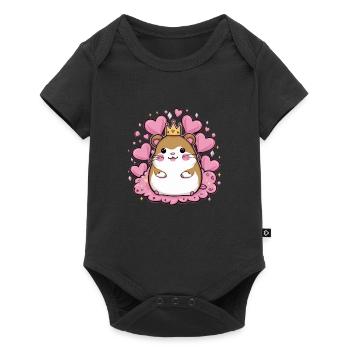 Hamster kawaii dans le style dessin animé avec des cœurs - Body à manches courtes Premium Bébé - noir - Devant