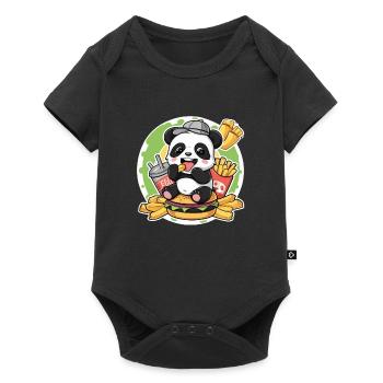 Kawaii Panda with Fast Food - Baby Premium short-sleeve bodysuit - black - Front