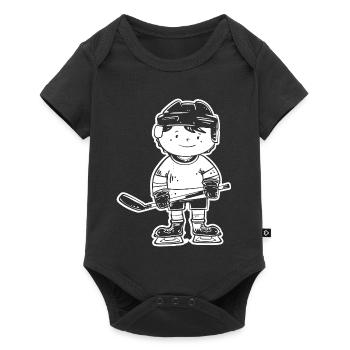 Cartoon Eishockeyspieler - Baby Premium Kurzarmbody - Schwarz - Vorne