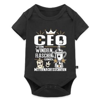 CEO von Windeln Flaschen Eltern Humor Design - Baby Premium Kurzarmbody - Schwarz - Vorne