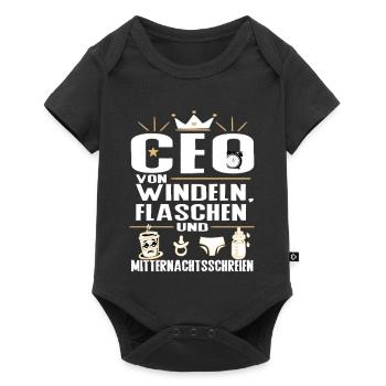 CEO von Windeln Flaschen Eltern Humor Design - Baby Premium Kurzarmbody - Schwarz - Vorne