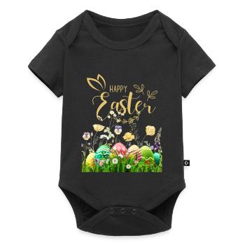 Golden Easter - Flowers and Eggs - Baby Premium short-sleeve bodysuit - black - Front